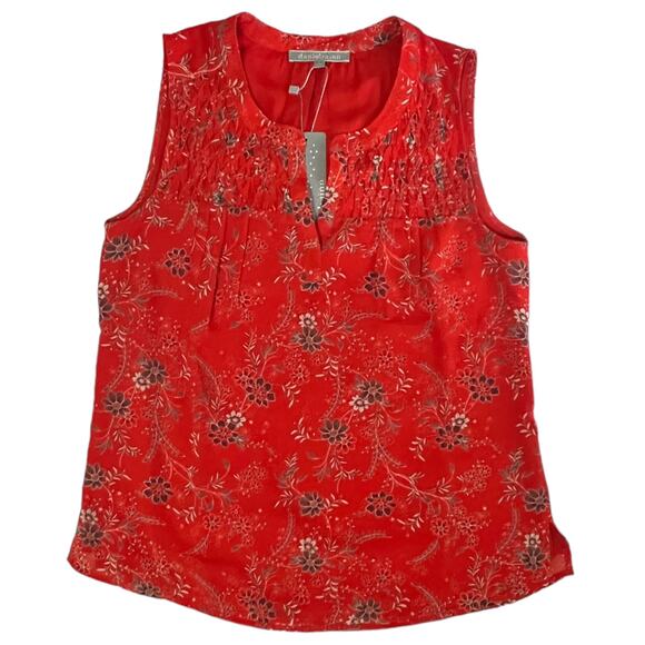 Daniel Rainn (S) Carin Smocked Bib Blouse - Stitch Fix Split Neck Sleeveless Top - Picture 10 of 12